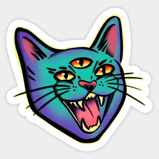 Demonic Cat Hissing Sticker